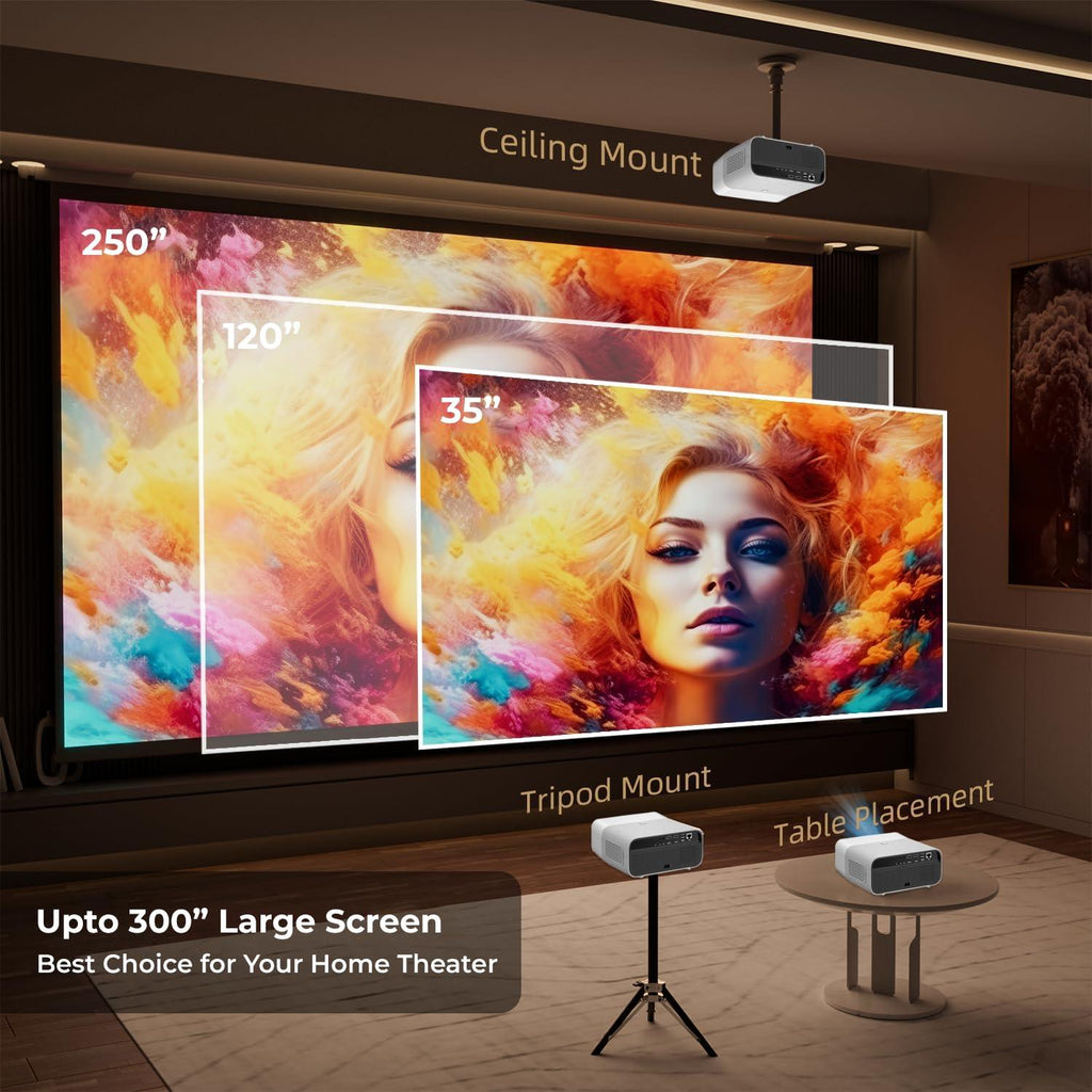 WZATCO Yuva Ultra, Native 1080P Fully Automatic, 4K Projector for Home, Ultra Bright 10500 Lumens, 300" Screen | HDMI ARC | 4D Keystone with Netflix, Prime etc | WiFi 6 & BT