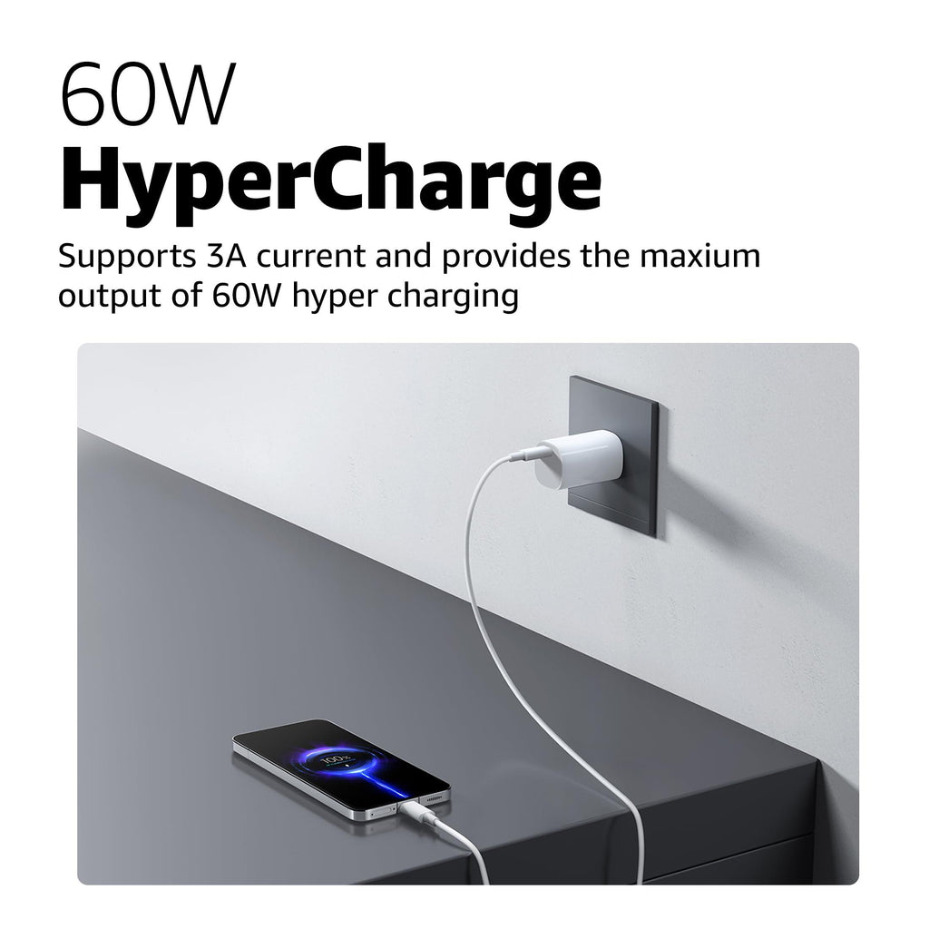 Xiaomi Mi Original HyperCharge 60W Type C to Type C Cable for Smartphones, Tablets, Laptops, Macbook & other Type C devices, 480Mbps Data Sync (White)