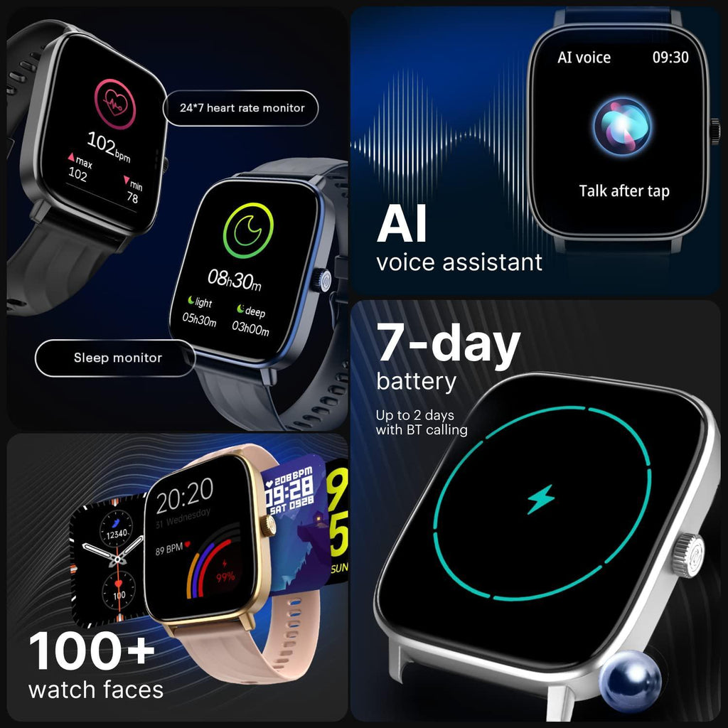 Noise Newly Launched Quad Call 1.81" Display, Bluetooth Calling Smart Watch, AI Voice Assistance, 160+Hrs Battery Life, Metallic Build, in-Built Games, 100 Sports Modes, 100+ Watch Faces (Space Blue) - Triveni World