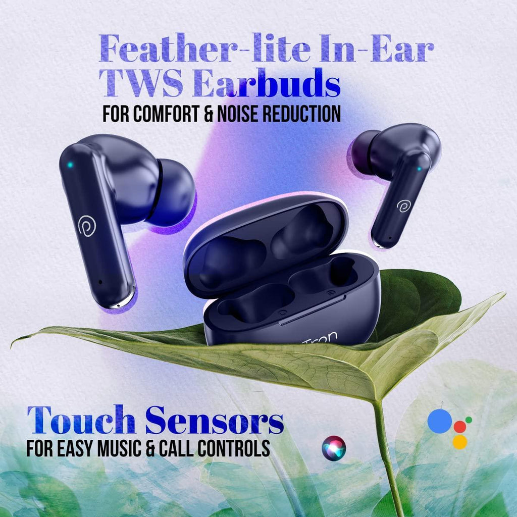 pTron Bassbuds Air in-Ear TWS Earbuds with 13mm Driver for Immersive Sound, 32Hrs Playtime, Clear Calls, Bluetooth V5.1, Touch Control, TypeC Fast Charging, Voice Assist & IPX4 Water Resistant - Triveni World