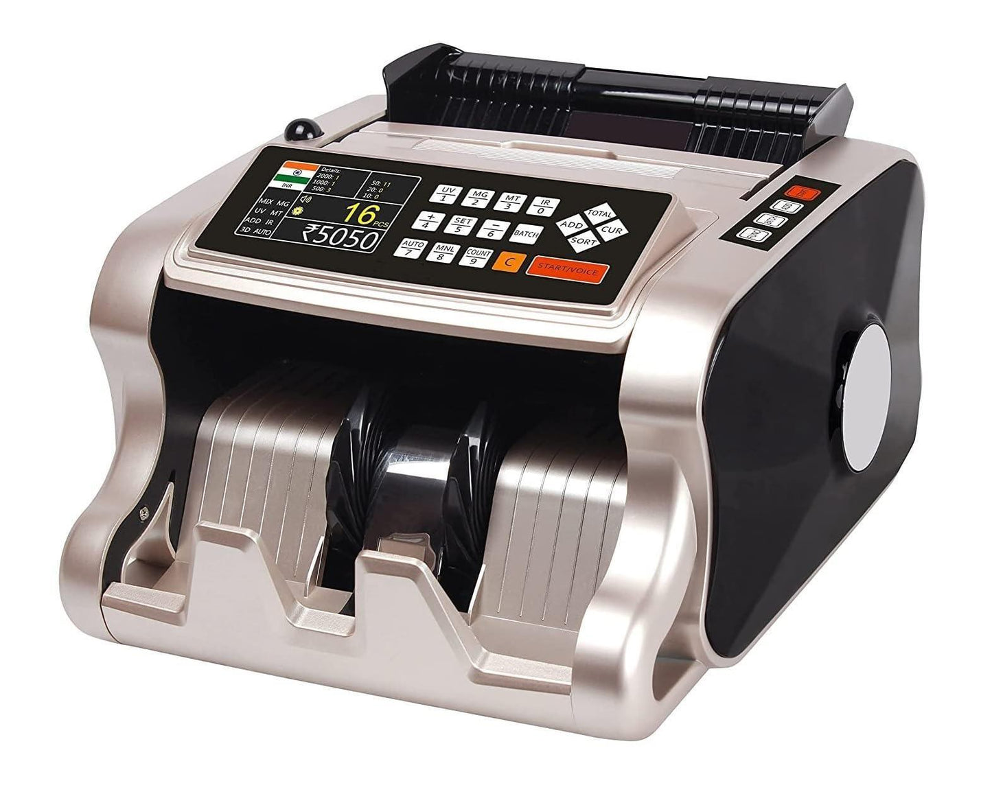 swaggers Loose Mix Note Value Counting Machine for Indian Currency(10,20,50,100,200,500,2000) with Fake Note Detector Heavy Duty Value Money Counting Machine 1 Year Warranty