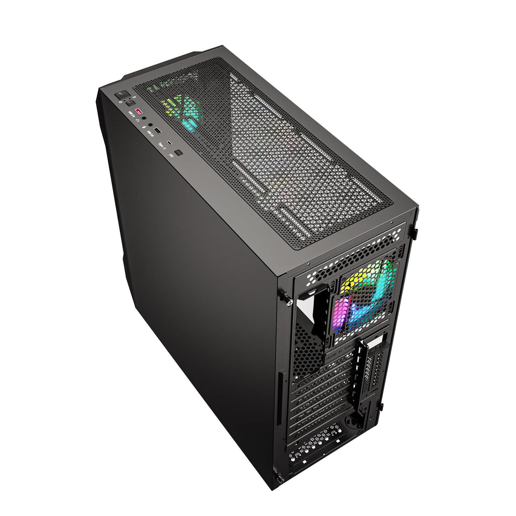 Ant Esports ICE- 410TG Mid- Tower Computer Case/Gaming Cabinet with Type C - Black | Support E-ATX, ATX, M-ATX, ITX | Pre-Installed 3 x 120 mm ARGB Front Fans and 1 x 120mm ARGB Rear Fan