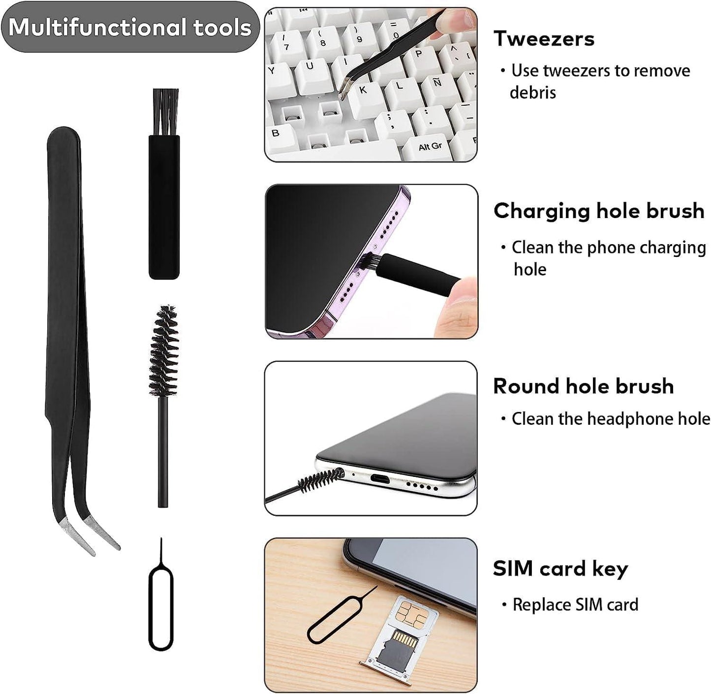 JICOOT 18 in 1 Electronic Cleaner Kit with 3 in 1 Cleaning Pen,Laptop Screen Keyboard Cleaning Kit,Computer Cleaning Kit, 18-in-1 Cleaning Kit for Gadgets, Airpods, Mobile, Tablet, Laptop, Computer