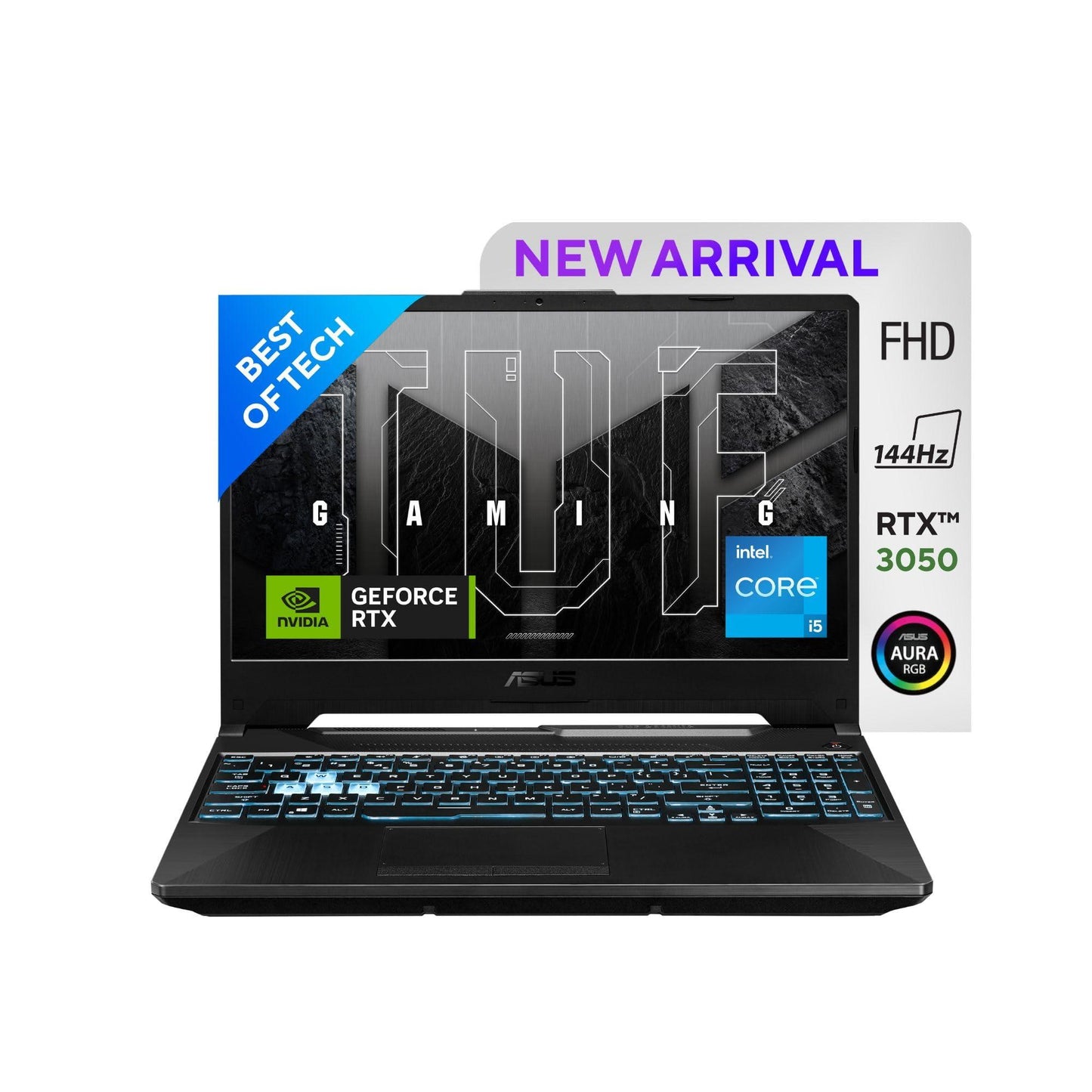 ASUS TUF F15 Gaming Laptop, Intel Core i5-11400H 11th Gen, 15.6"(39.62 cms) FHD 144Hz, RTX 3050 4GB Graphics, (8GB RAM /512GB SSD/90WHrs Battery/Windows 11/Office 2021/Black/2.3 kg) FX506HC-HN089WS