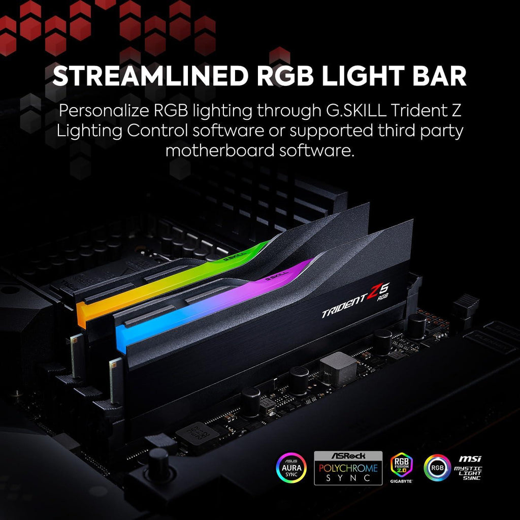 G.Skill Trident Z5 RGB (Intel XMP) 32GB (2 x 16GB) SDRAM DDR5-6000 CL30-40-40-96 1.35V Dual Channel Desktop Memory/RAM F5-6000J3040F16GX2-TZ5RK (Black)