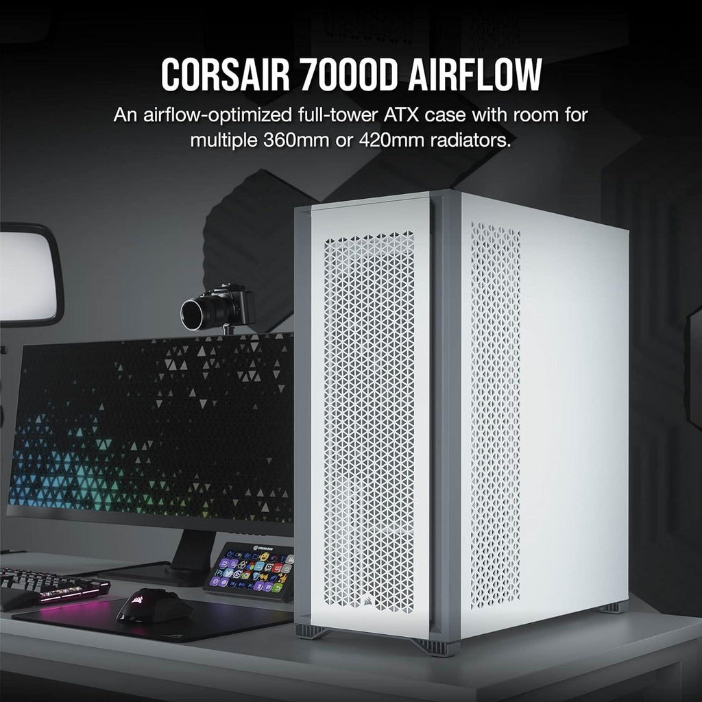 Corsair 7000D Airflow Full-Tower Alloy Steel ATX Computer Case/Gaming Cabinet - White - CC-9011219-WW