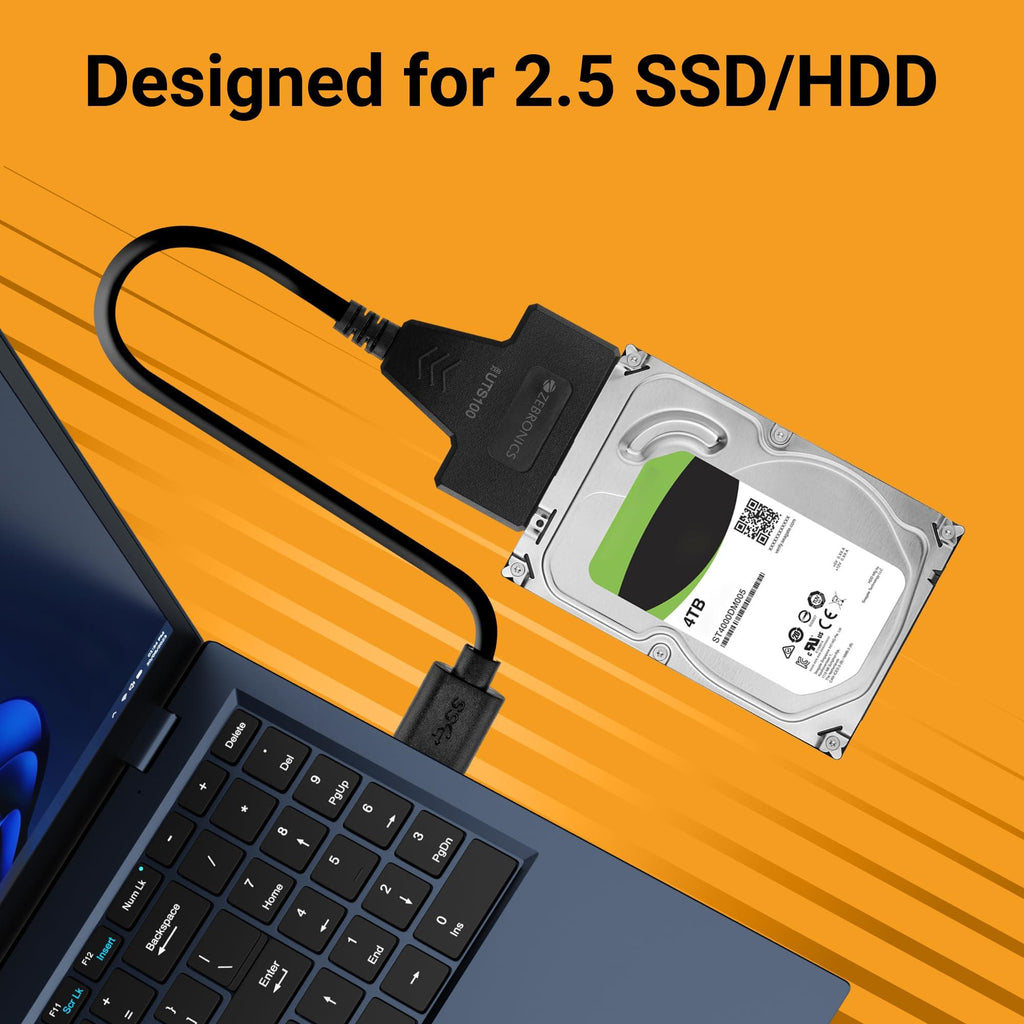 ZEBRONICS New Launch UTS100 USB 3.0 to SATA Adapter for 2.5 HDD/SSD with Plug & Play, Durable Material, Super Fast Transfer, Upto 5 Gbps, Black