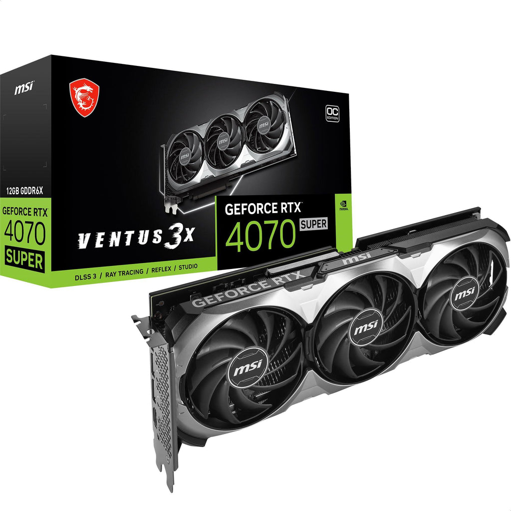 MSI GeForce RTX 4070 Super 12G Ventus 3X OC Graphic Card - NVIDIA GeForce RTX 4070 Super GPU, 12GB GDDR6X 192-bit Memory, 21 Gbps, PCI Express 4 Interface, Upto 2505 MHz, TORX Fan 4.0