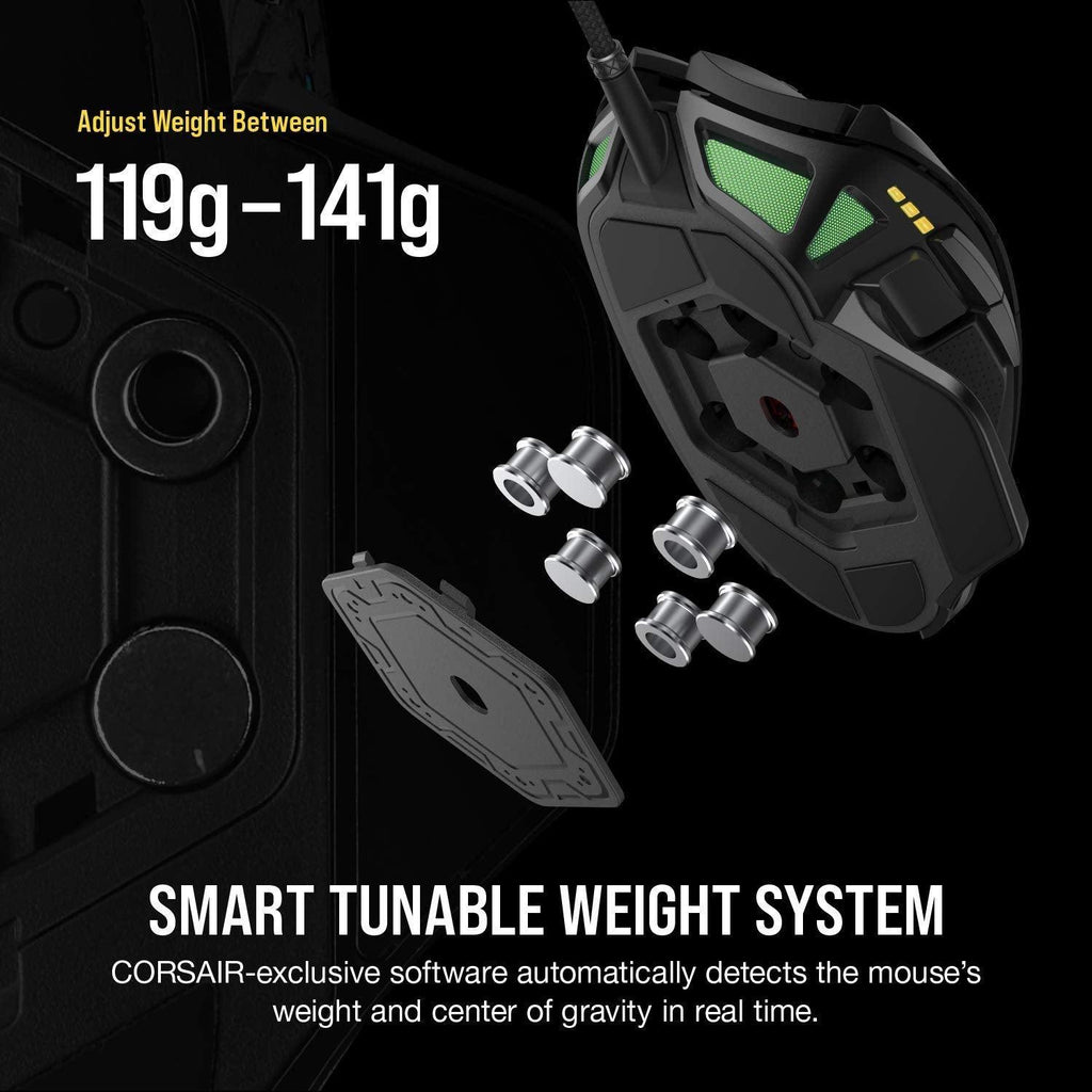 Corsair Nightsword RGB, Performance Tunable FPS/MOBA Gaming Mouse, 18000 DPI - Black, Wired