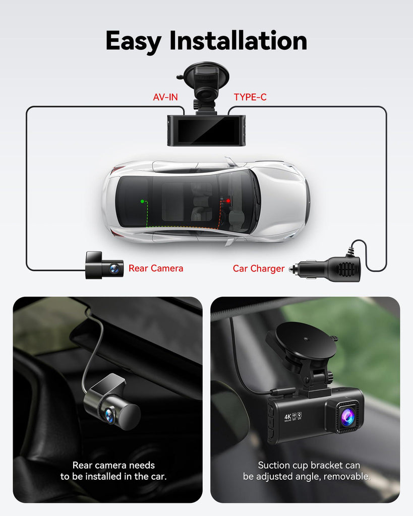 REDTIGER F7NP Dash Camera for Cars, 4K/2.5K HD Dual Dash Cam Front and Rear, 32GB Card Included, Built-in GPS WiFi, 3.18” IPS Screen, 170°Wide Angle, WDR, 24H Parking Mode