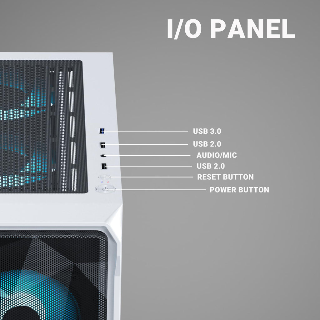 Ant Esports 100 Air Mini M-ATX Computer Case/Gaming Cabinet - White | Support M-ATX, ITX, | Pre-Installed 2 Rainbow Fans at Front