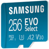 SAMSUNG EVO Select Micro SD-Memory-Card + Adapter, 256GB microSDXC 130MB/s Full HD & 4K UHD, UHS-I, U3, A2, V30, Expanded Storage for Android Smartphones, Tablets, Nintendo-Switch (MB-ME256KA/AM)