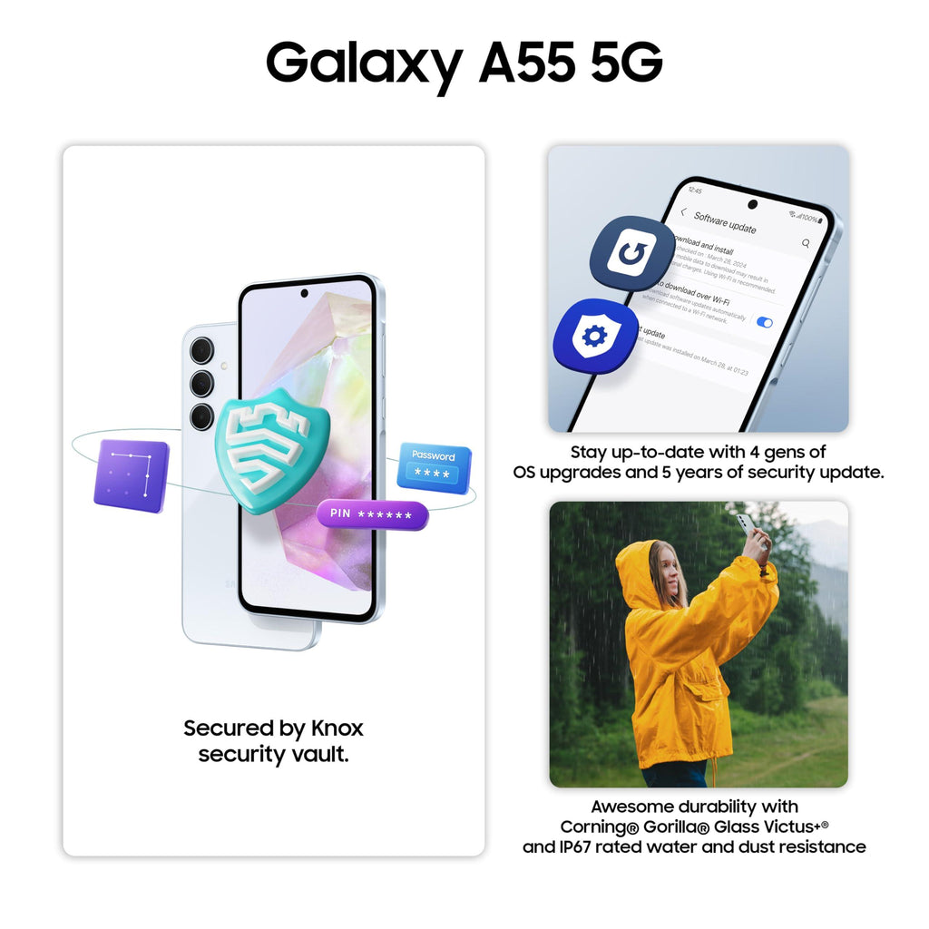 Samsung Galaxy A55 5G (Awesome Navy, 12GB RAM, 256GB Storage) | Metal Frame | 50 MP Main Camera (OIS) | Nightography | IP67 | Corning Gorilla Glass Victus+ | sAMOLED with Vision Booster