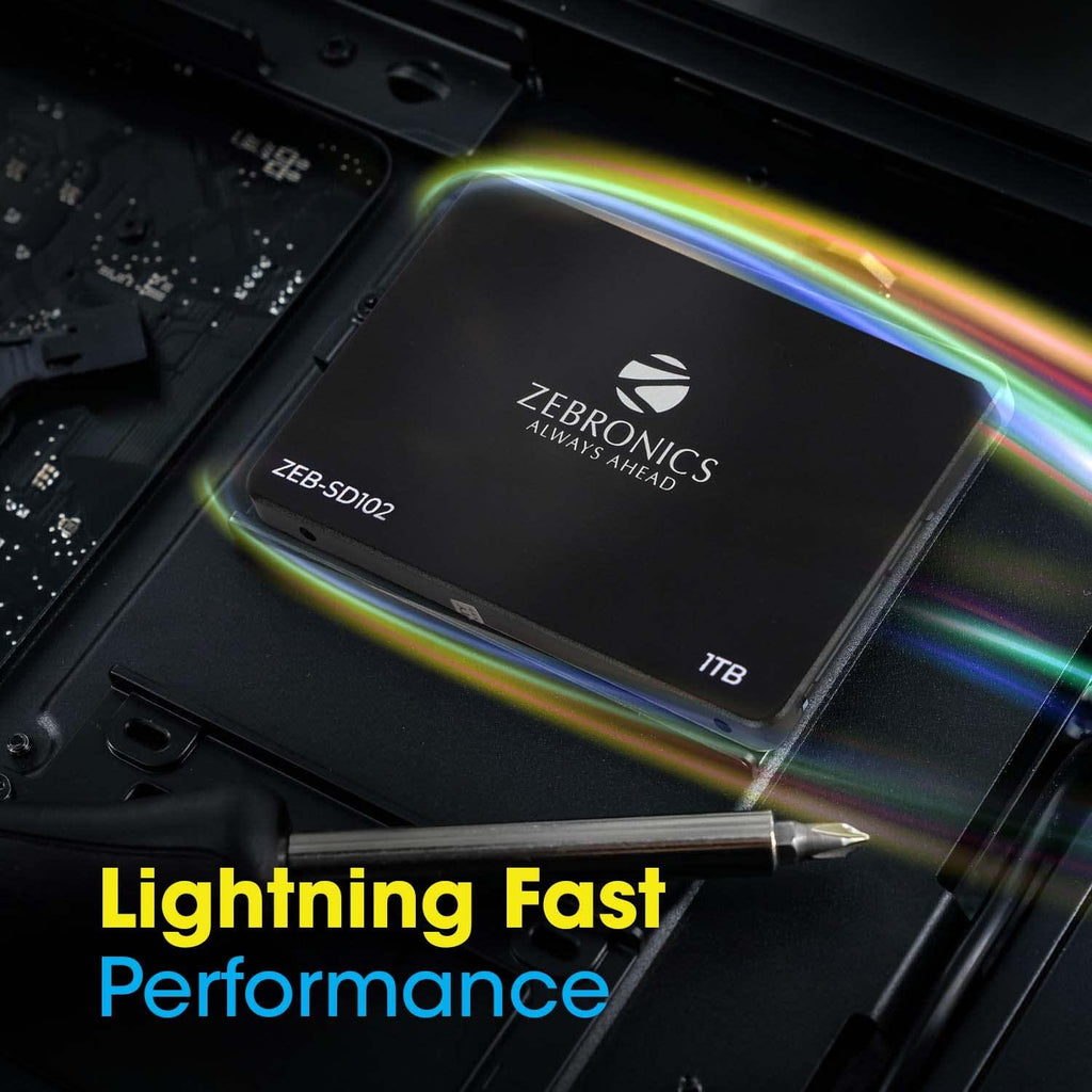 ZEBRONICS SD102 2.5" 1TB SSD, SATA III, 550MB/s Data Speed, Ultra Low Power, Silent Operation, S.M.A.R.T. Technology and Thermal Management