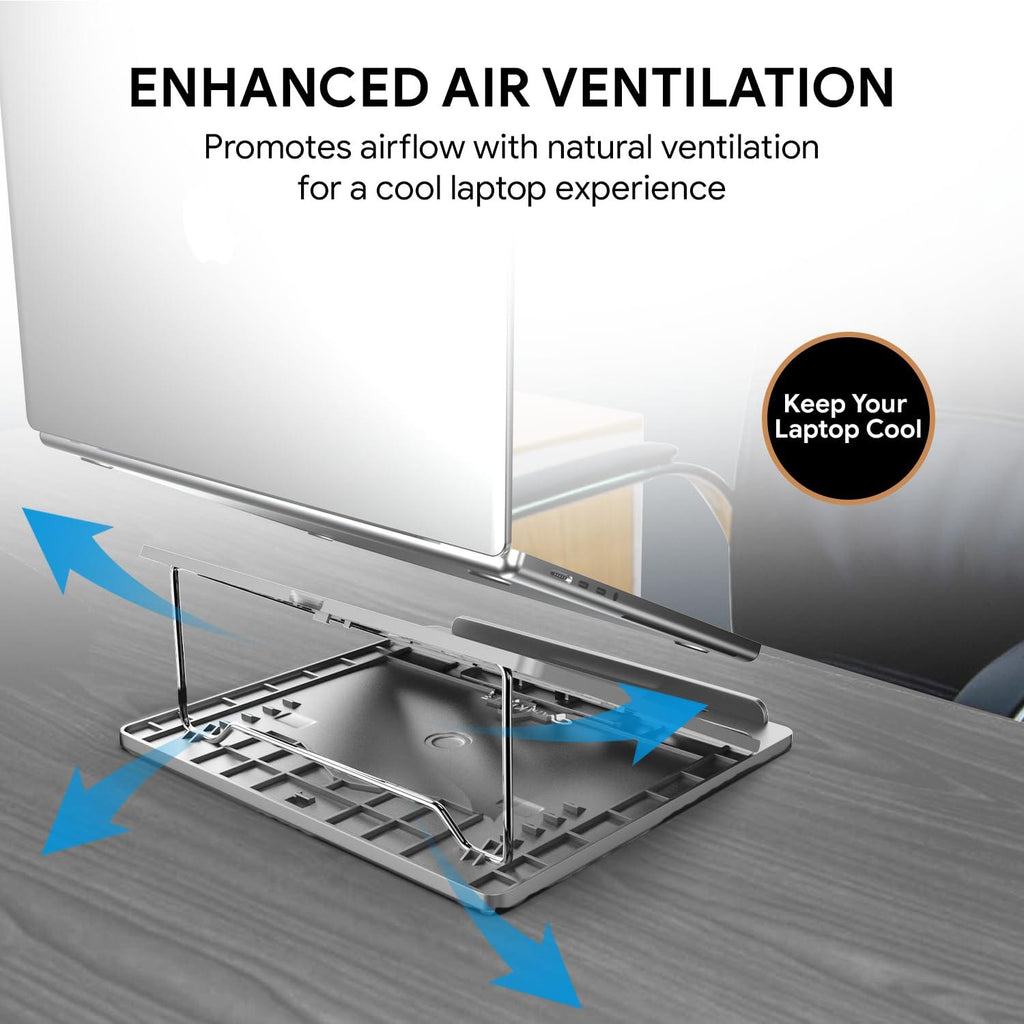 Amkette Ergo View Laptop Stand with 7 Adjustment Levels for laptops up to 15.6 inches (12 inch /13 inch /14.1 inch /15.6 inch) (Grey)