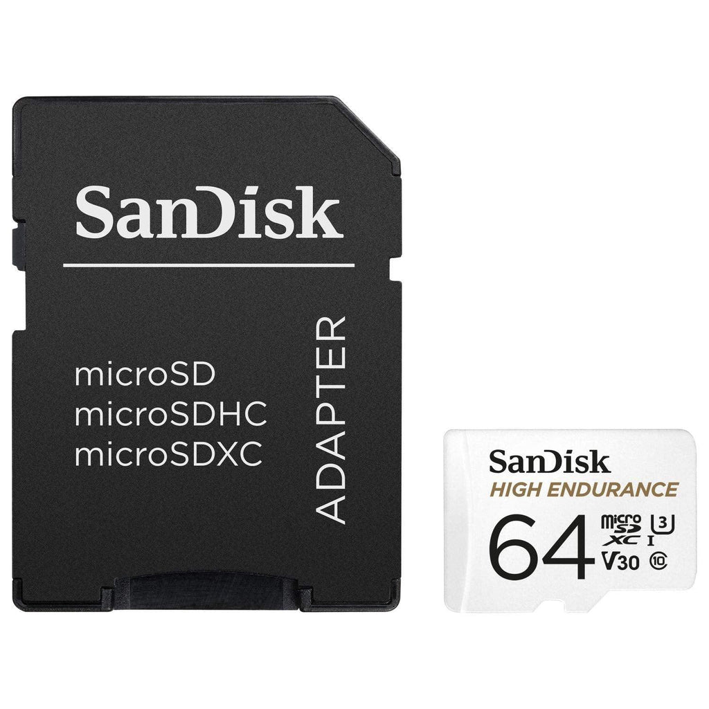 SanDisk 64GB High Endurance Video MicroSDXC Card with Adapter for Dash Cam and Home Monitoring Surveillance Systems - C10, U3, V30, 4K UHD, Micro SD Card - SDSQQNR-064G-GN6IA