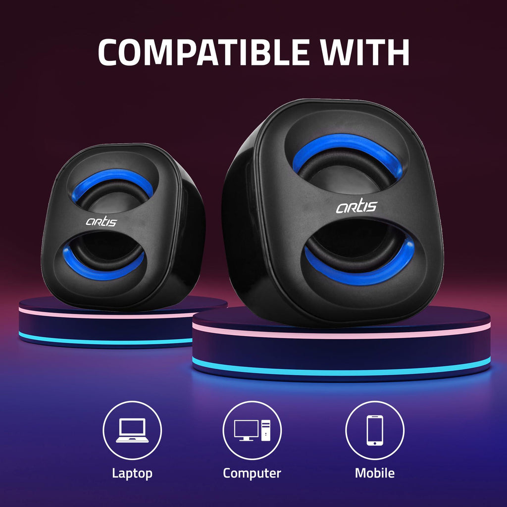 Artis Mini 2.0 USB Multimedia Speakers (Blue)