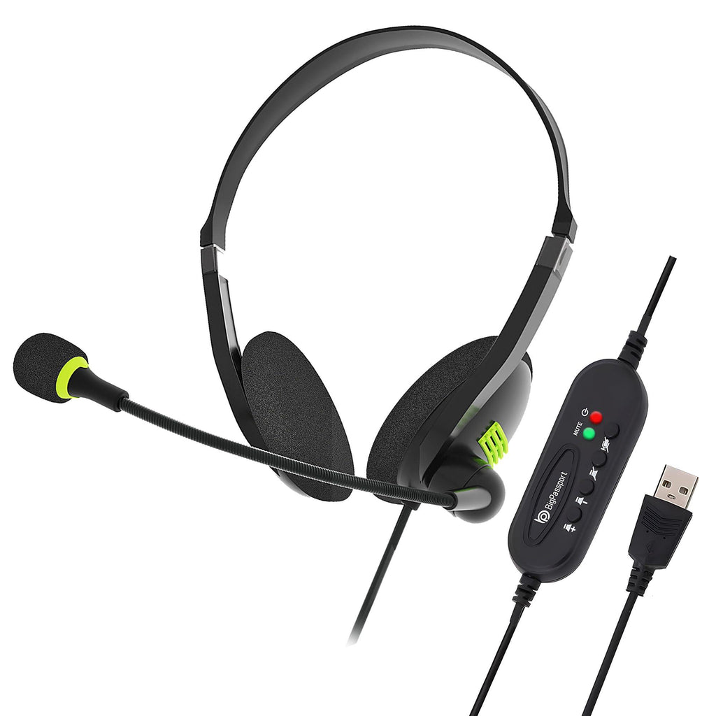 BigPassport USB Wired Over Ear Headphones with Noise-Cancelling with mic for PC, Laptop, Computer Model- Pro-Tech 440 Black