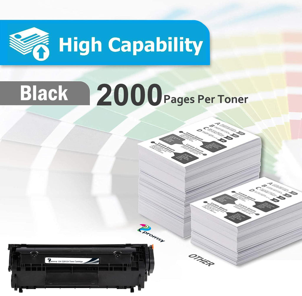 proffisy 12A Toner Cartridge for HP 12A Q2612A High Yield Compatible for HP laserjet M1005 MFP,1020,1010/1012/1018/1022/1022n/1022NW/3015/3020/3030/3050/3050z/3052/3055/M1319/M1319F MFP (1PCS)