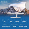 ViewSonic(Originated in USA) 24 Inch Full HD Office Monitor, Slim White, IPS, 100Hz,1Ms ResponseTime, AMD Free Sync, Srgb105%, Borderless Design, Eye Care, Wall Mount HDMI | VGA - VA2432-H-W