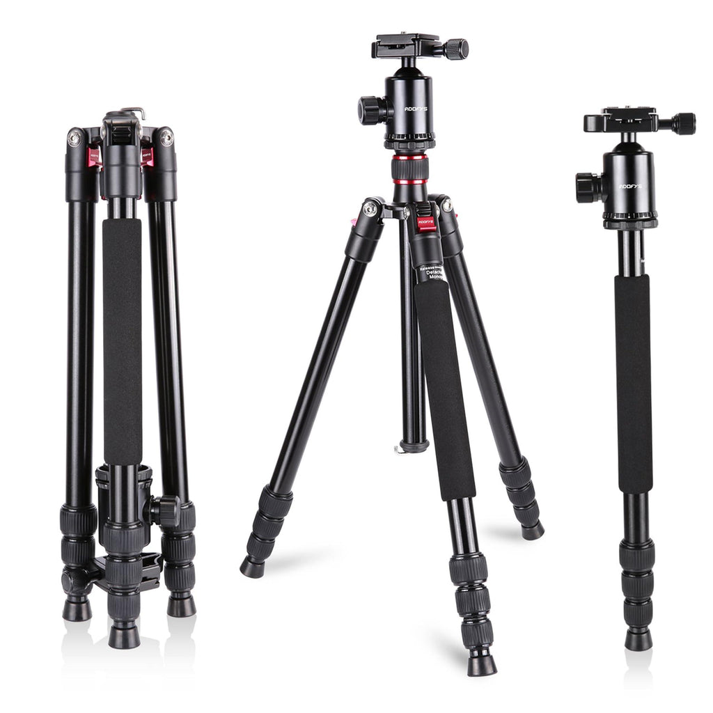 Adofys Professional Aluminium Alloy 67 inches/170 Centimeters Camera Travel Tripod Monopod with 360 Degree Ball Head,1/4 inch Quick Shoe Plate and Bag for DSLR Camera up to 12 kilograms