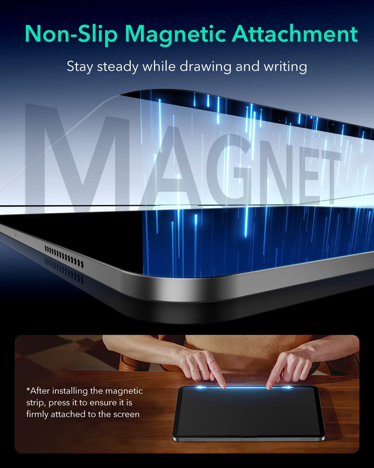 ESR iPad Air 11 inch M2 (2024) Paper-Feel Magnetic Screen Protector, Paper-Touch Guard for Air 6, Write and Draw Like on Paper, Detachable and Reusable, Compatible with Tempered Film, Matte Finish