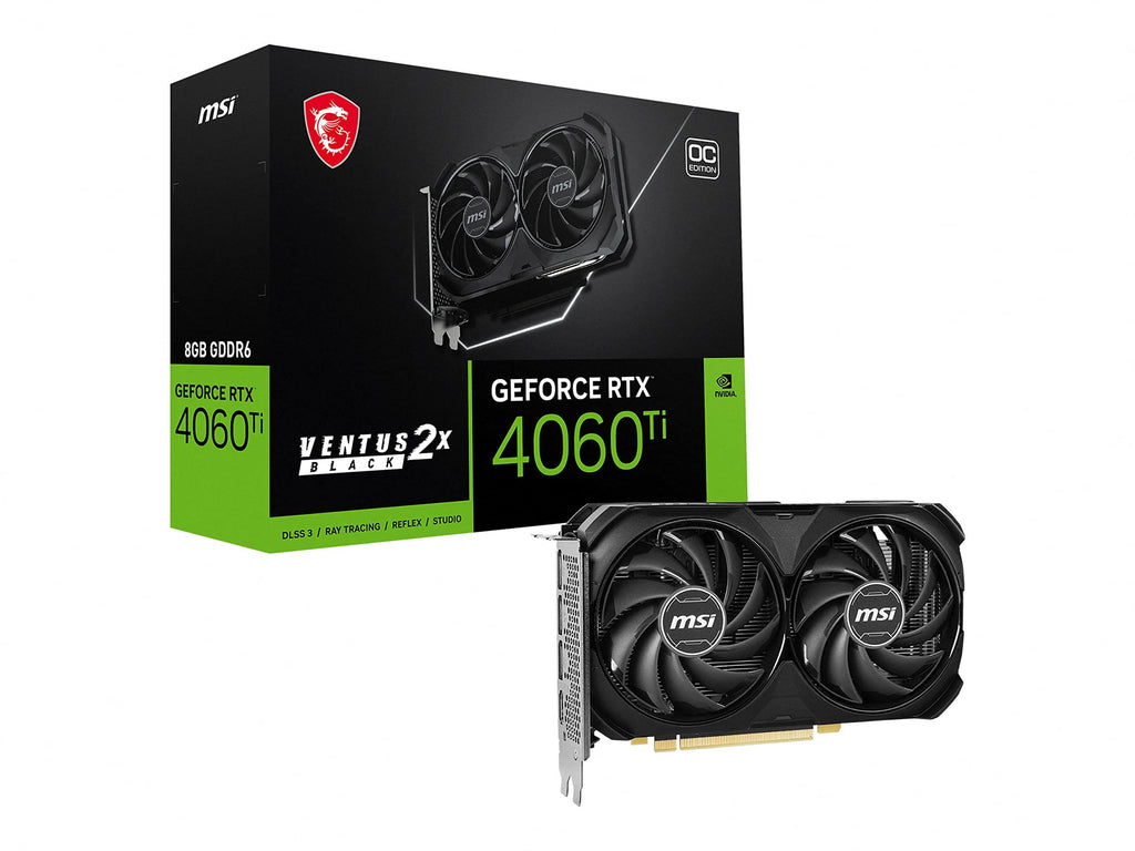 MSI Gaming Geforce RTX 4060 Ti 8Gb Gdrr6 128-Bit Hdmi/Dp Nvlink Torx Fan 4.0 Ada Lovelace Architecture Graphics Card (RTX 4060 Ti Ventus 2X Black 8G Oc) - Pci_E, DDR_Sdram