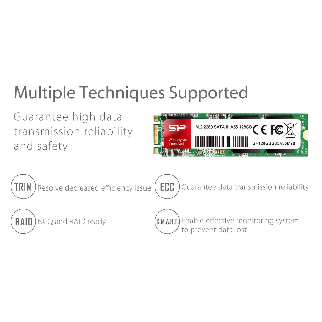 SP Silicon Power Silicon Power A55 128GB M.2 2280 SATA III SSD, 3D NAND with SLC Cache, Up to 560MB/s, Internal Solid State Drive for Desktop Laptop Computer