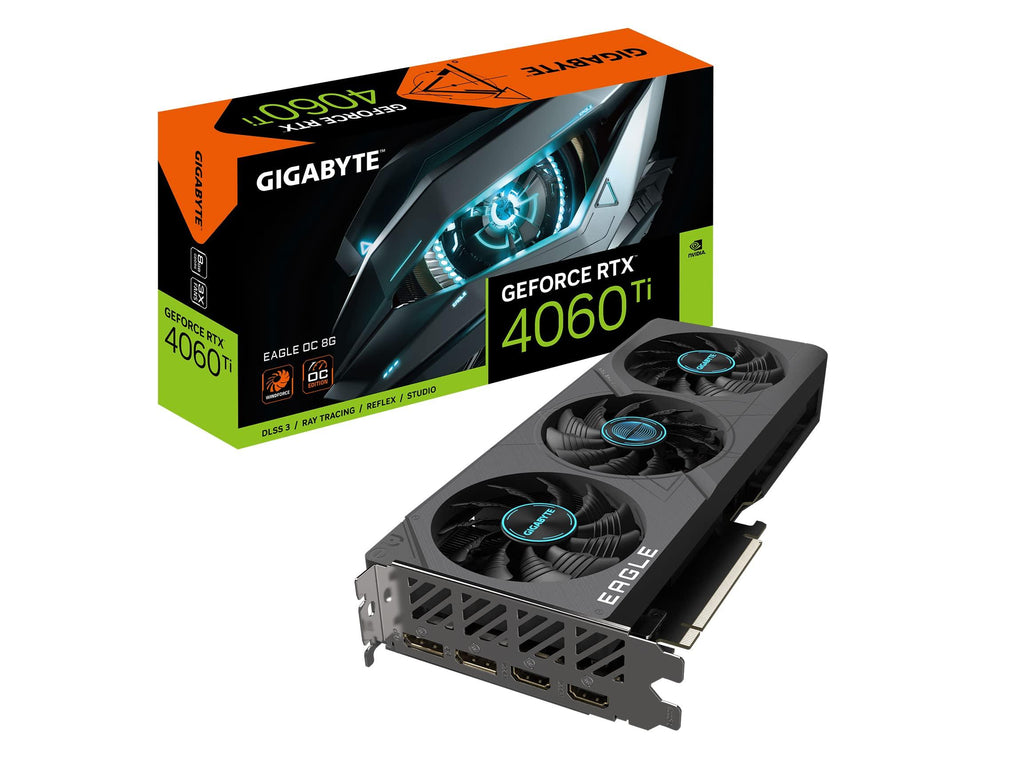 Gigabyte Geforce RTX 4060 Ti Eagle Oc 8G Graphics Card, 3X Windforce Fans, 8Gb 128-Bit Gddr6, Gv-N406Teagle Oc-8Gd Video Card - Pci_E_X16