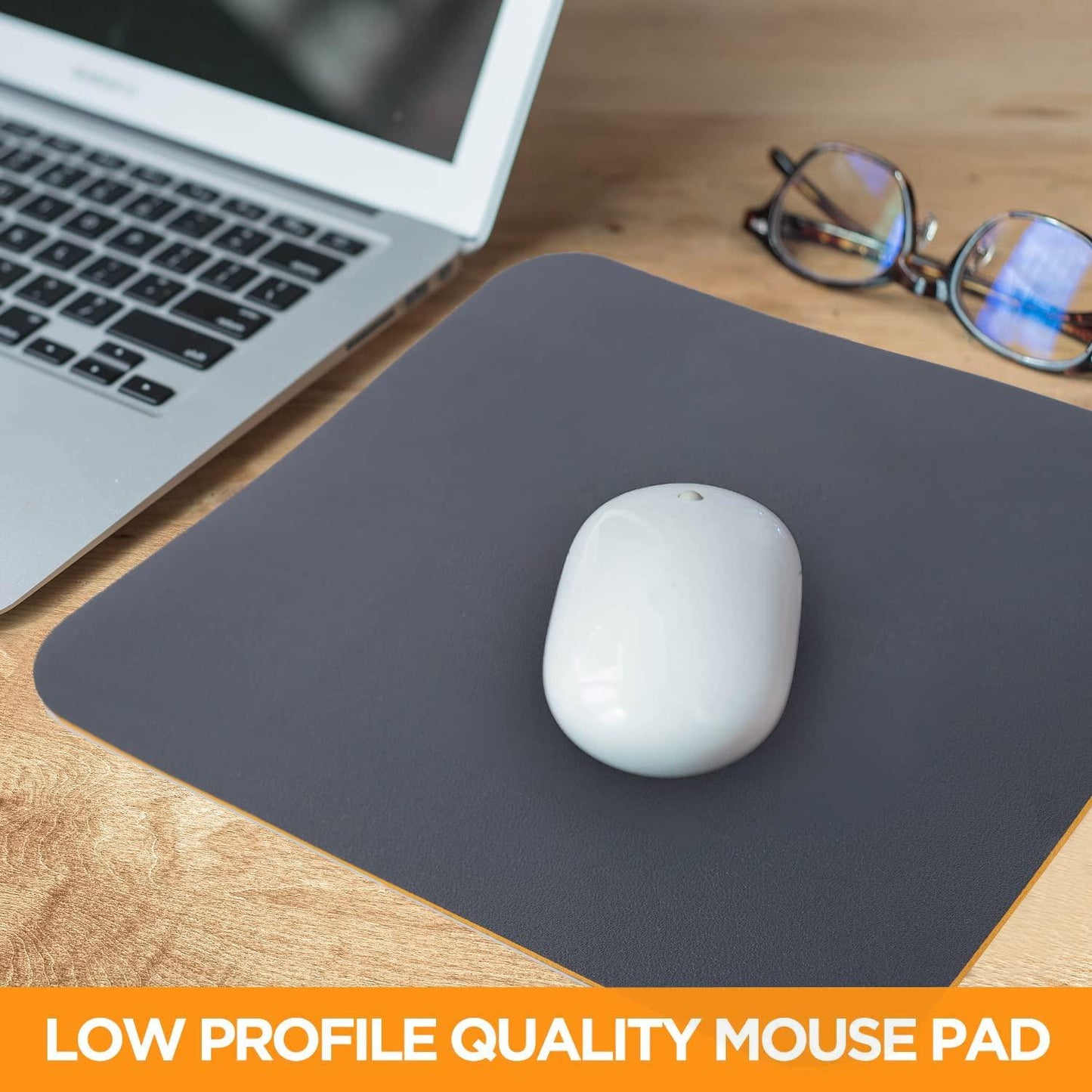 Dyazo Ergonomic PU Vegan Leather Mouse Pad, Non-Slip, Anti-Skid, Reversible use, Dual Color, Splash-Proof Suitable for Gaming, Computer, Laptop, Home & Office (-9.8 X 8.2 Inch Blue & Yellow)