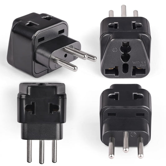 OREI India to Switzerland, Rwanda, Liechtenstein (Type J) Travel Adapter Plug - 2 in 1 - CE Certified - RoHS Compliant - 4 Pack - Black Color (P21-11A-4PK)