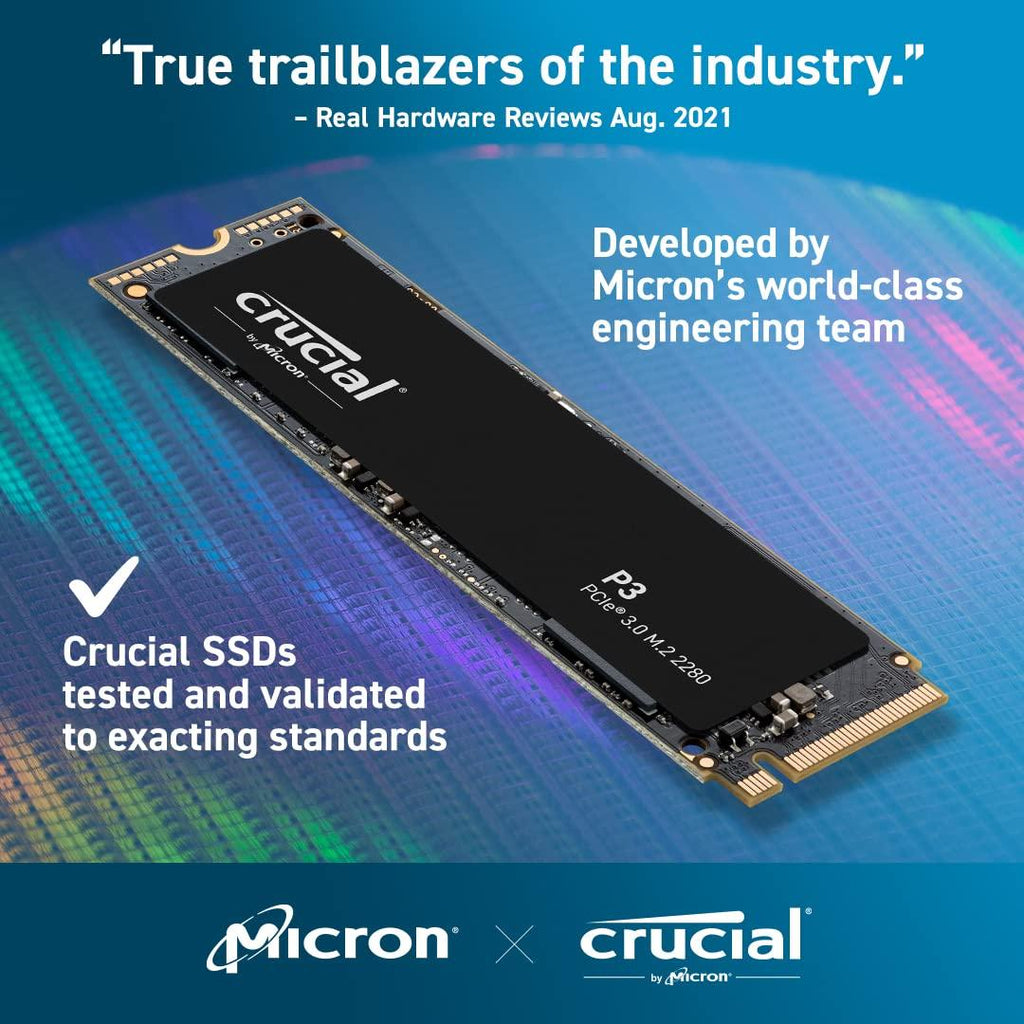 Crucial P3 500GB PCIe 3.0 3D NAND NVMe M.2 SSD, up to 3500MB/s - CT500P3SSD8