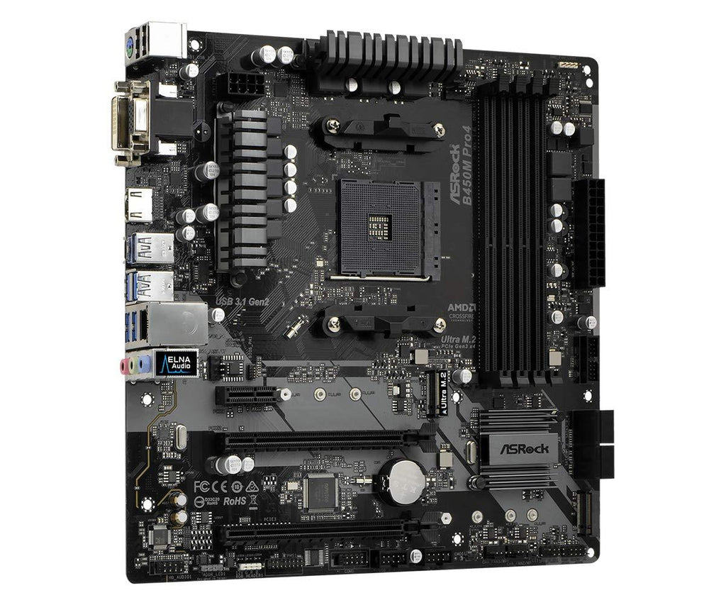 ASRock B450M PRO4 MicroATX Motherboard Socket AM4 DDR4