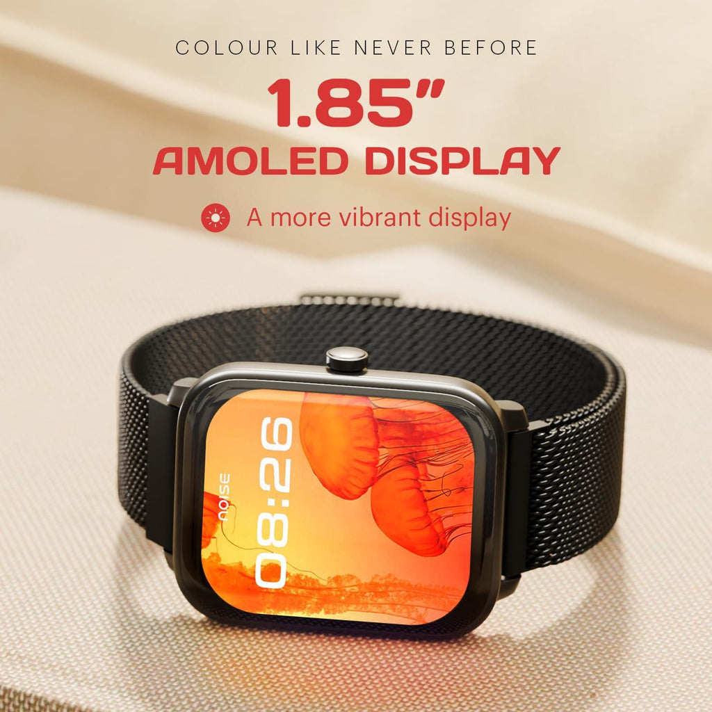 Noise ColorFit Pulse 4 with 1.85" Dynamic AMOLED Display, 600 Nits Brightness, BT Calling Smart Watch, Premium Build, 7 Days Battery Life, 24*7 Heart Rate & Sleep Tracking on NoiseFit App (Jet Black) - Triveni World