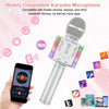 Verkstar Wireless Bluetooth 4 in 1 Karaoke Microphone, Portable Handheld Karaoke Machine Speaker Birthday Home Party Player with Record Function Christmas for Android & iOS All Devices (Silver)