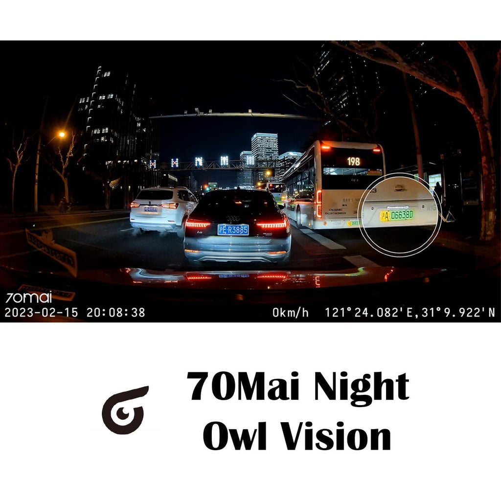 70mai A200 HDR Dual Dash Camera, 1080P HDR Front & 1080P Rear, Night Owl Vision, MaiColour Vivid+, G-Sensor, App Playback & Share, Optional Parking Monitoring