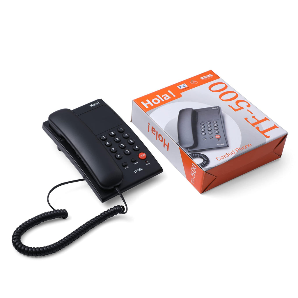 Hola ! TF-500 Basic Corded Landline Phone for intercom and EPABX Desk & Wall Mountable, Mute/Pause/Flash/Redial Function (Made in India)