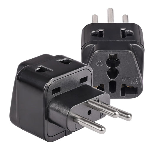 OREI India to Switzerland, Rwanda, Liechtenstein (Type J) Travel Adapter Plug - 2 in 1 - CE Certified - RoHS Compliant - 2 Pack - Black Color (P21-11A-2PK)