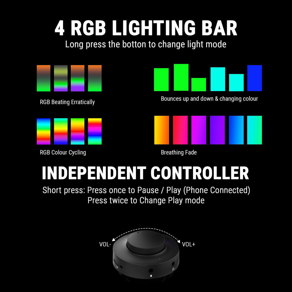 Ant Esports GS510 Multimedia 2.0 Channel USB Powered Bluetooth RGB Gaming Speakers with Control pod for Volume, RGB and Memory Card Slot -Perfect Computer Speakers for Desktop, PC, Laptop,Mobile-Black