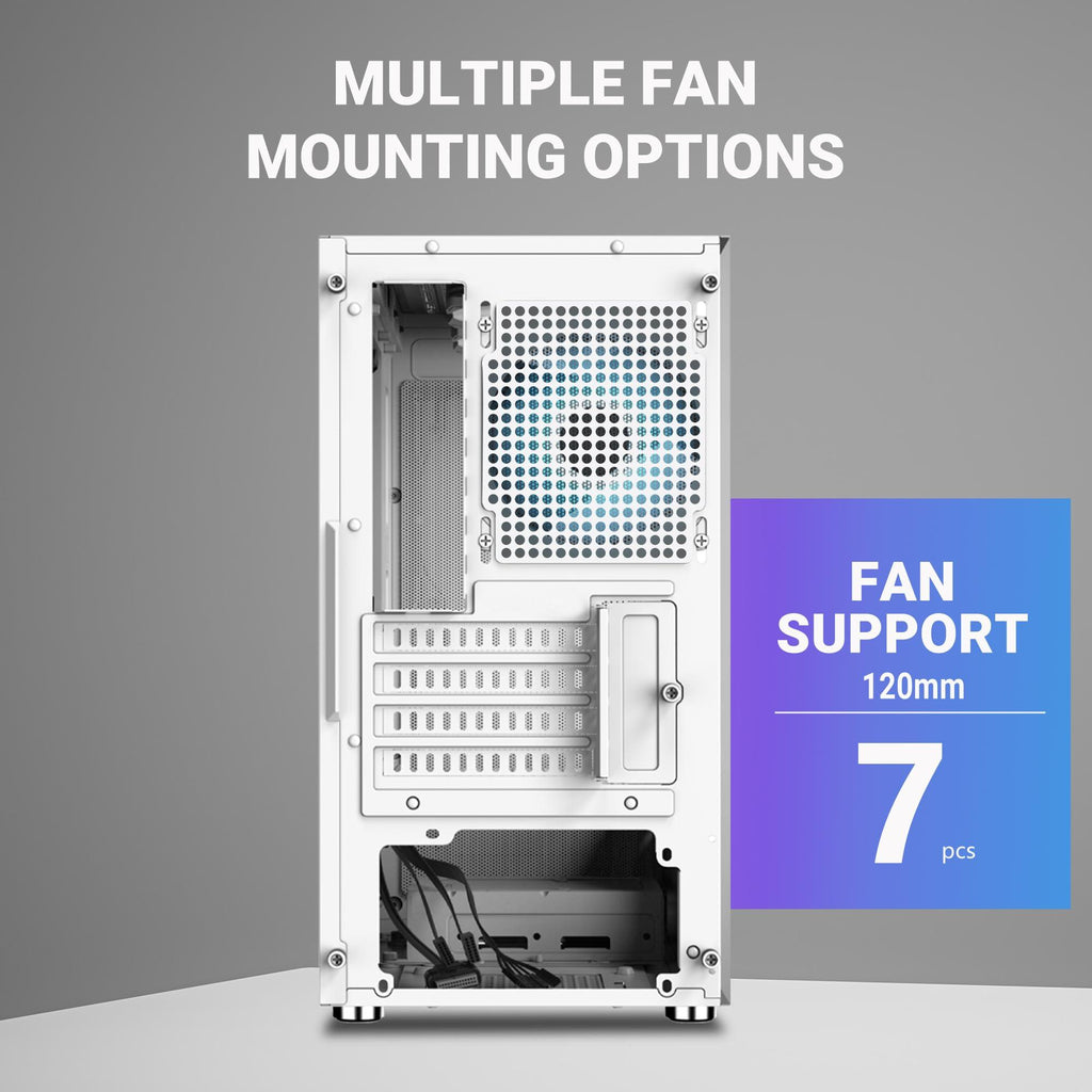 Ant Esports 100 Air Mini M-ATX Computer Case/Gaming Cabinet - White | Support M-ATX, ITX, | Pre-Installed 2 Rainbow Fans at Front