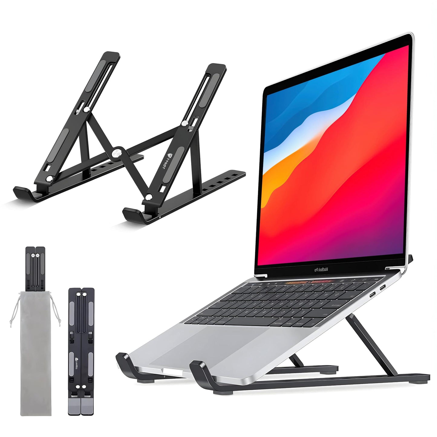 Tygot Portable Laptop Stand with Adjustable Height, Foldable, OverHeating Protection for Laptops & MacBooks (Black)