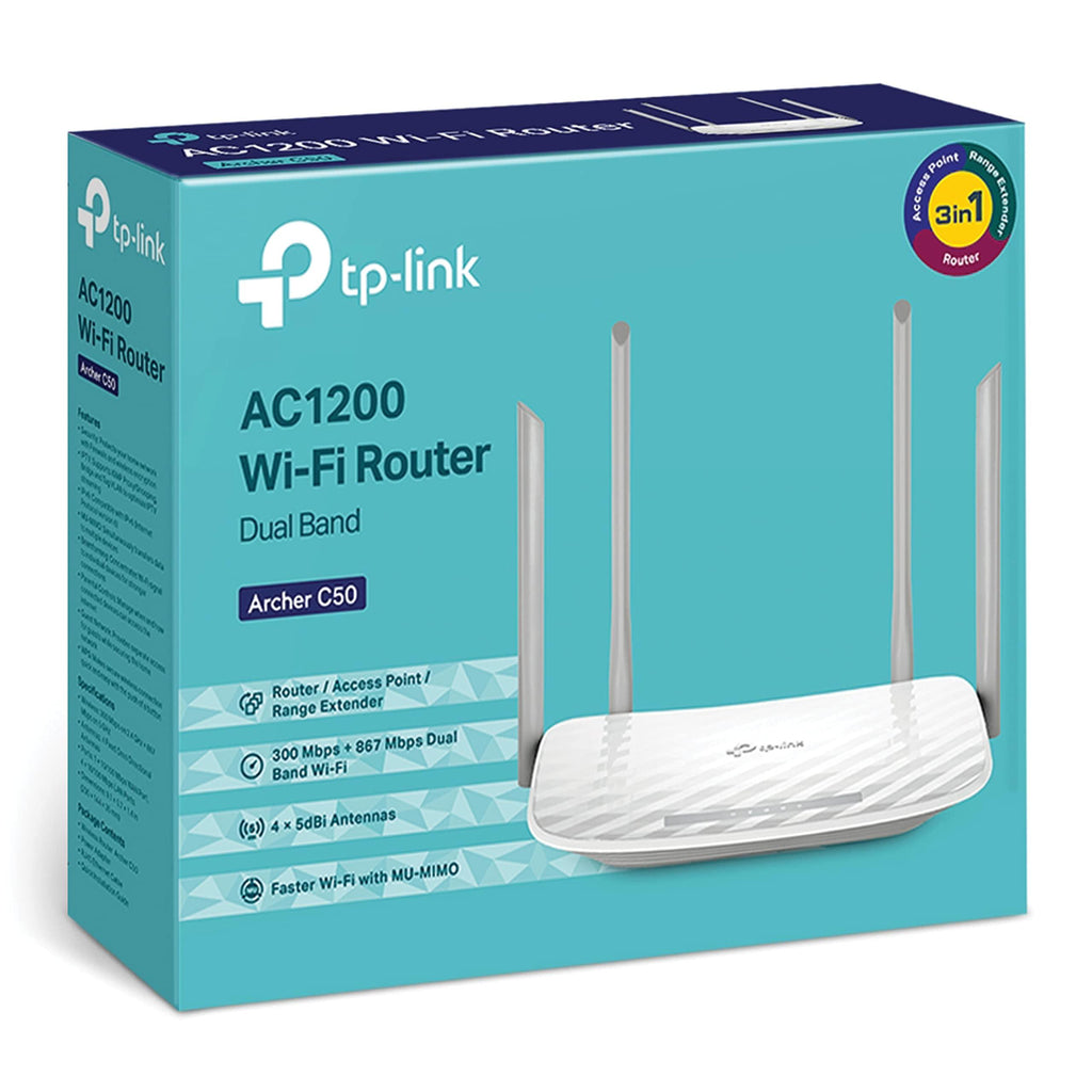 TP-Link Archer C50 AC1200 Dual Band Wireless Cable Router, Wi-Fi Speed Up to 867 Mbps/5 GHz + 300 Mbps/2.4 GHz, Supports Parental Control, Guest Wi-Fi, VPN (White)