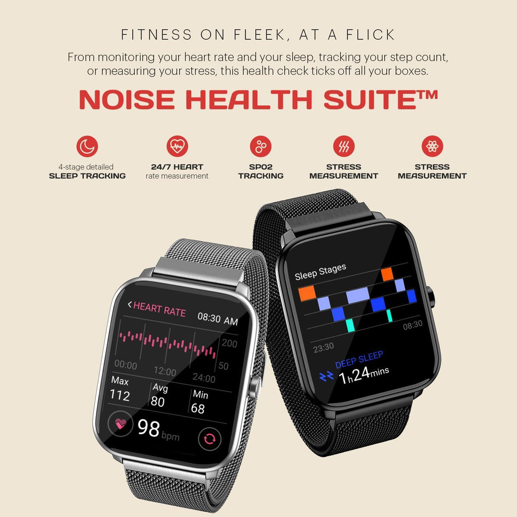 Noise ColorFit Pulse 4 with 1.85" Dynamic AMOLED Display, 600 Nits Brightness, BT Calling Smart Watch, Premium Build,7 Days Battery Life, 24*7 Heart Rate & Sleep Tracking on NoiseFit App (Silver Link) - Triveni World