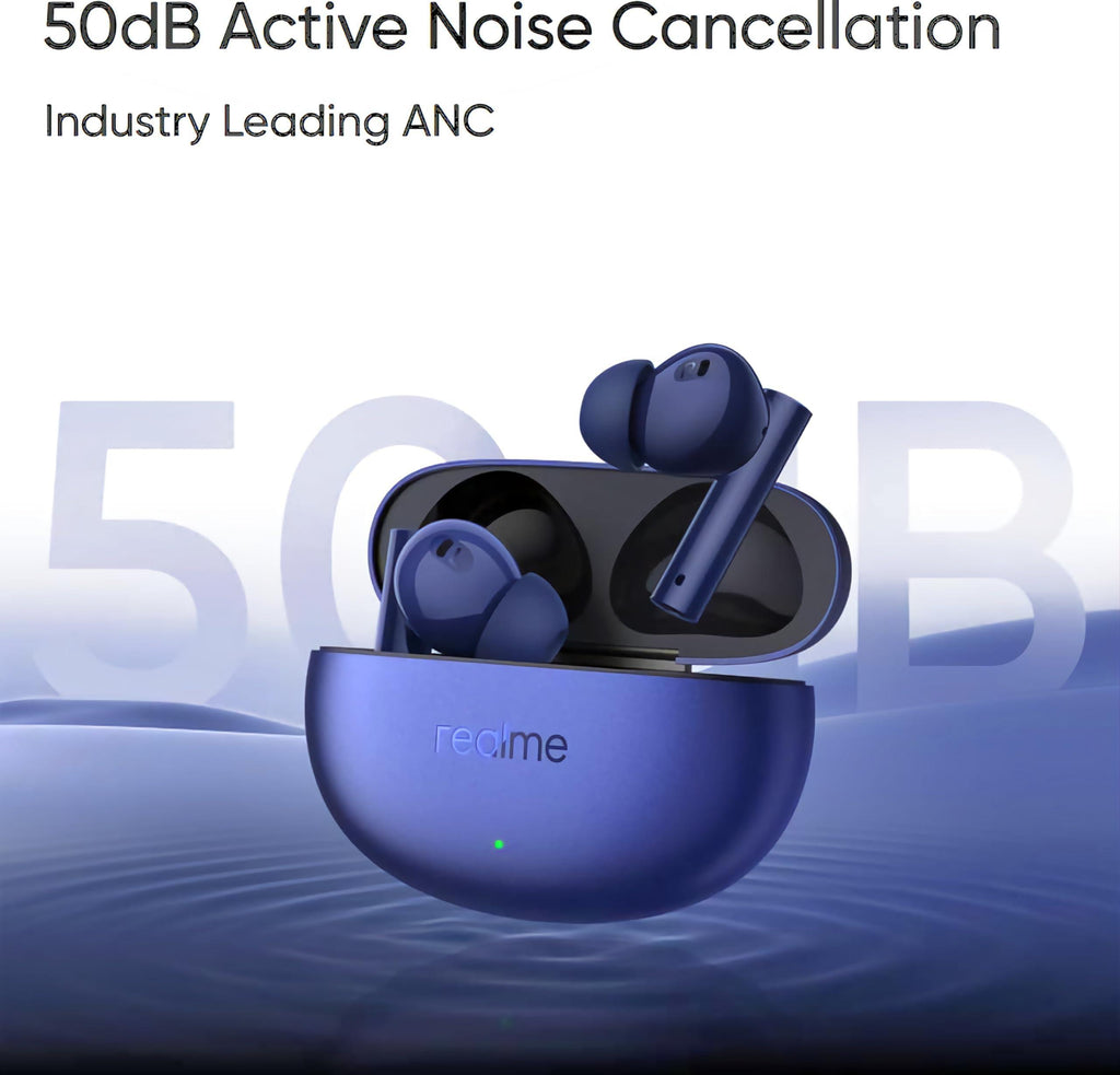 realme Buds Air 5 Truly Wireless in-Ear Earbuds with 50dB ANC, 12.4mm Mega Titanized Dynamic Bass Driver, Upto 38Hrs Battery with Fast Charging & 45ms Ultra-Low Latency for Gaming (Arctic White) - Triveni World