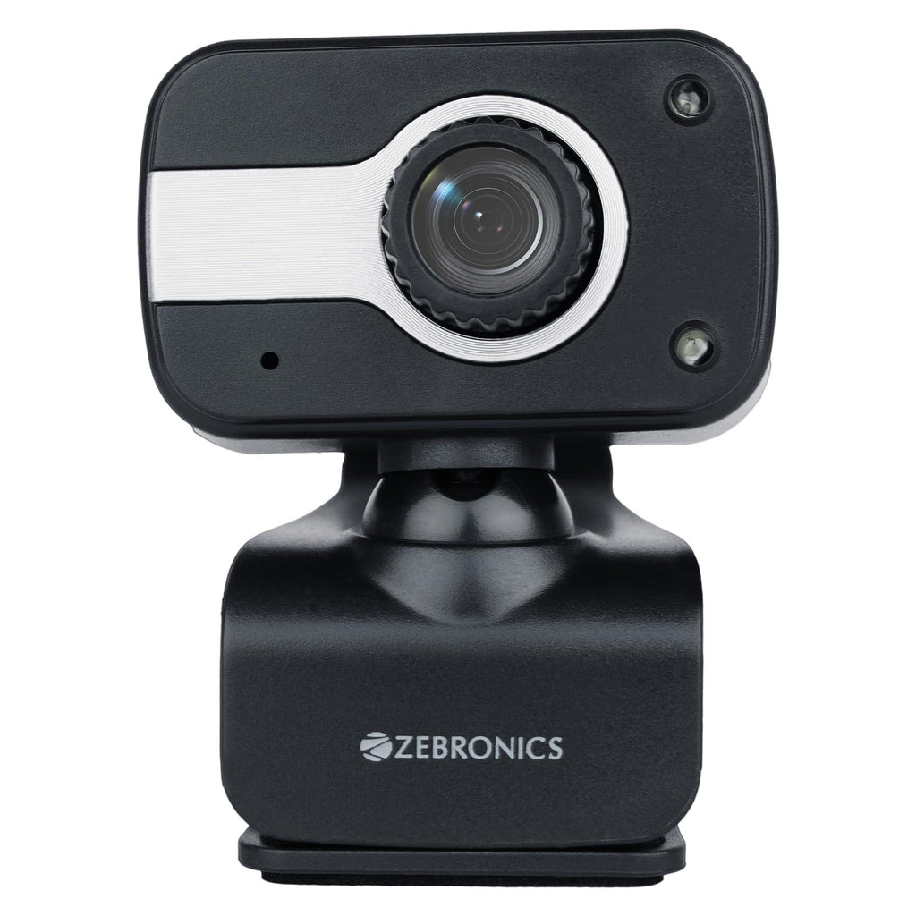 ZEBRONICS Zeb-Crystal Clear Web Camera with 3P Lens,Built-in Microphone,Auto White Balance,Night Vision and Manual Switch for LED (Black)