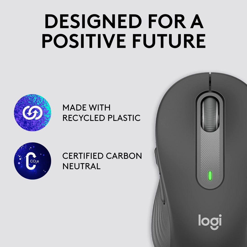 Logitech Signature M650 Wireless Mouse - for Small to Medium Sized Hands, 2-Year Battery, Silent Clicks, Customisable Side Buttons, Bluetooth, for PC/Mac/Multi-Device/Chromebook -Graphite