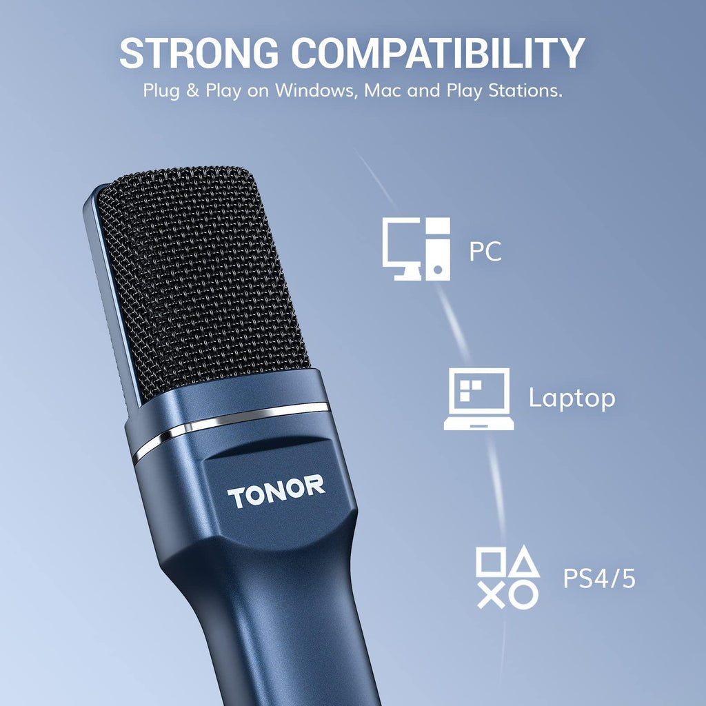 (Refurbished) TONOR USB Gaming Microphone, Computer Condenser PC Mic with Tripod Stand & Pop for Streaming, Podcasting, Vocal Recording, Compatible with iMac PC Laptop Desktop Windows Computer, TC-777