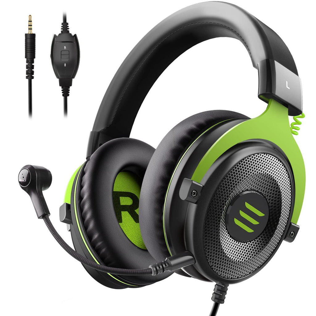 EKSA E900 Gaming Headset for Xbox - PC Headset Wired Gaming Headphones with Noise Canceling Mic, Over Ear Headphones Compatible with PS4, Xbox One, Nintendo Switch, PC, Mac, Laptop（Green）