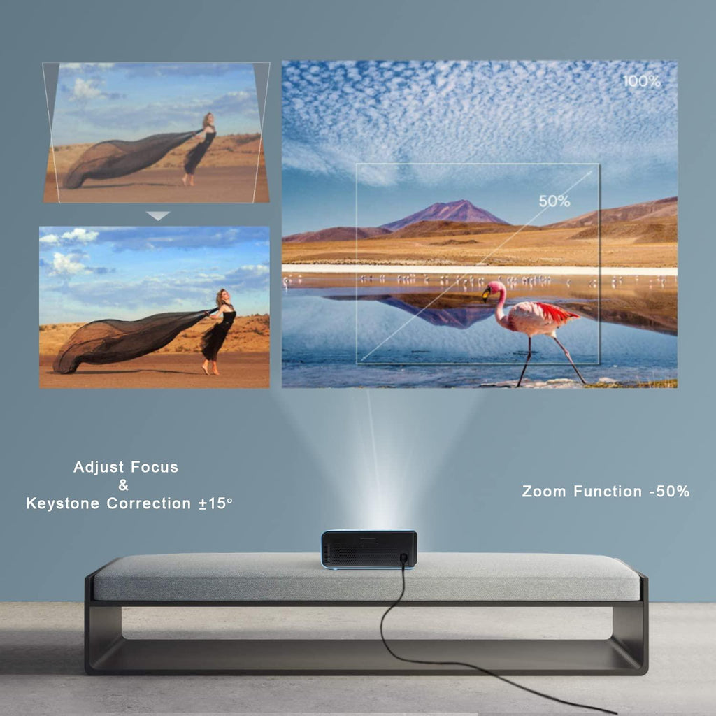 XElectron WiFi S2 Full HD 1080p Resolution Projector | 150" (381 cm) Display | 3800 Lumens (350 ANSI) | Screen Mirroring, YouTube | HDMI, AV, USB, Audio Out Connectivity T4 (Blue)