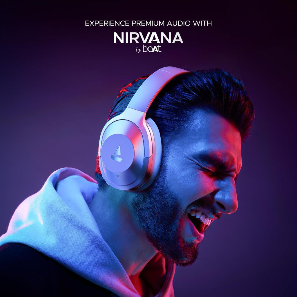 boAt Nirvana 751 ANC Hybrid Active Noise Cancelling Bluetooth Wireless Over Ear Headphones with Up to 65H Playtime, ASAP Charge, Ambient Sound Mode, Immersive Sound, Carry Pouch(Silver Sterling) - Triveni World